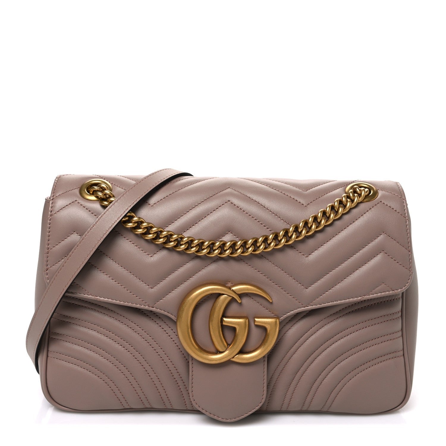 Gucci Calfskin Matelasse Medium GG Marmont Shoulder Bag Porcelain Rose