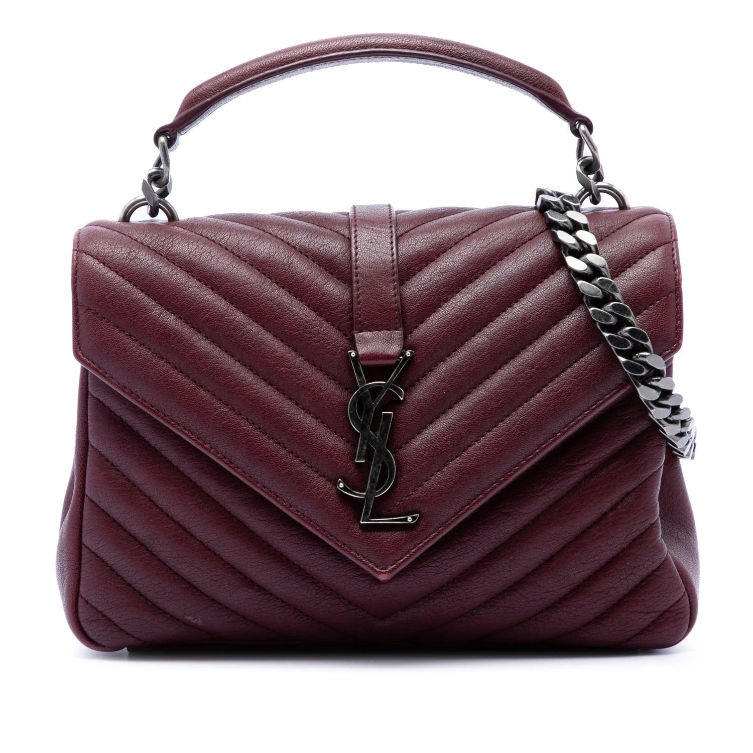 Lambskin Medium Chevron Sheepskin Monogram College Satchel