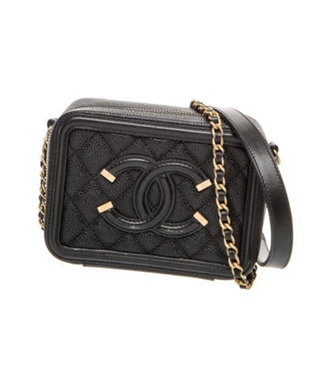 Chanel Mini Filigree Vanity Clutch W Chain