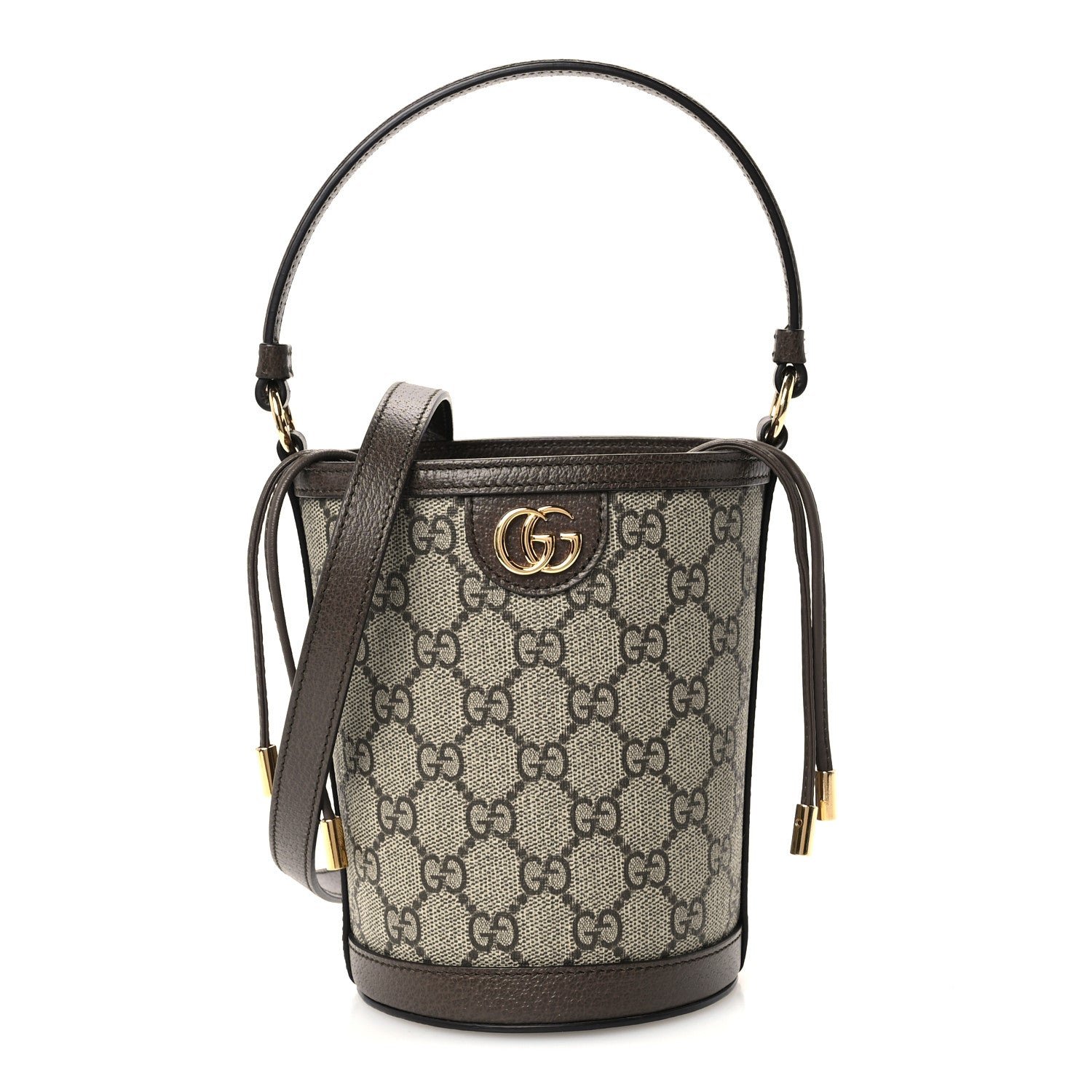 Gucci GG Supreme Monogram Ophidia Mini Bucket Bag Beige Ebony