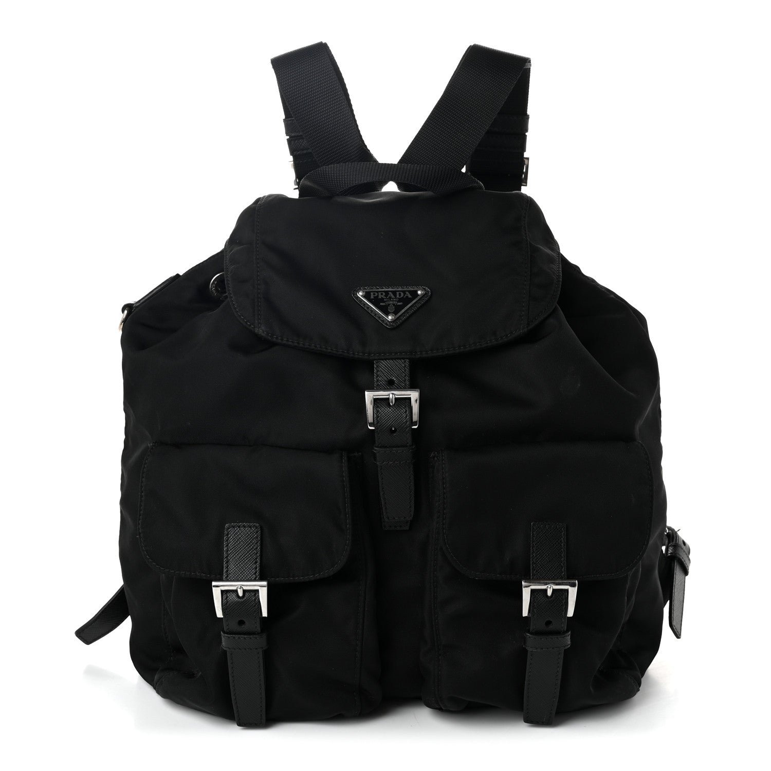 Prada Tessuto Nylon Saffiano Medium Backpack Black