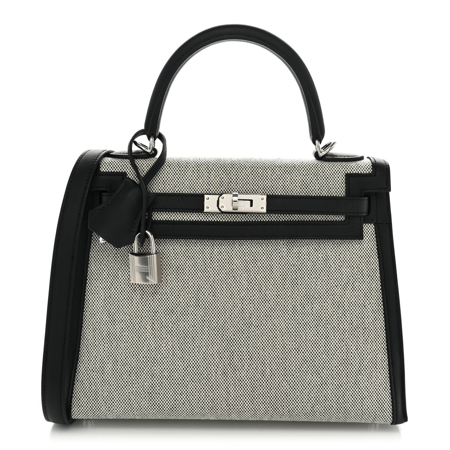 Hermes Toile H Swift Kelly Sellier 25 Ecru Black