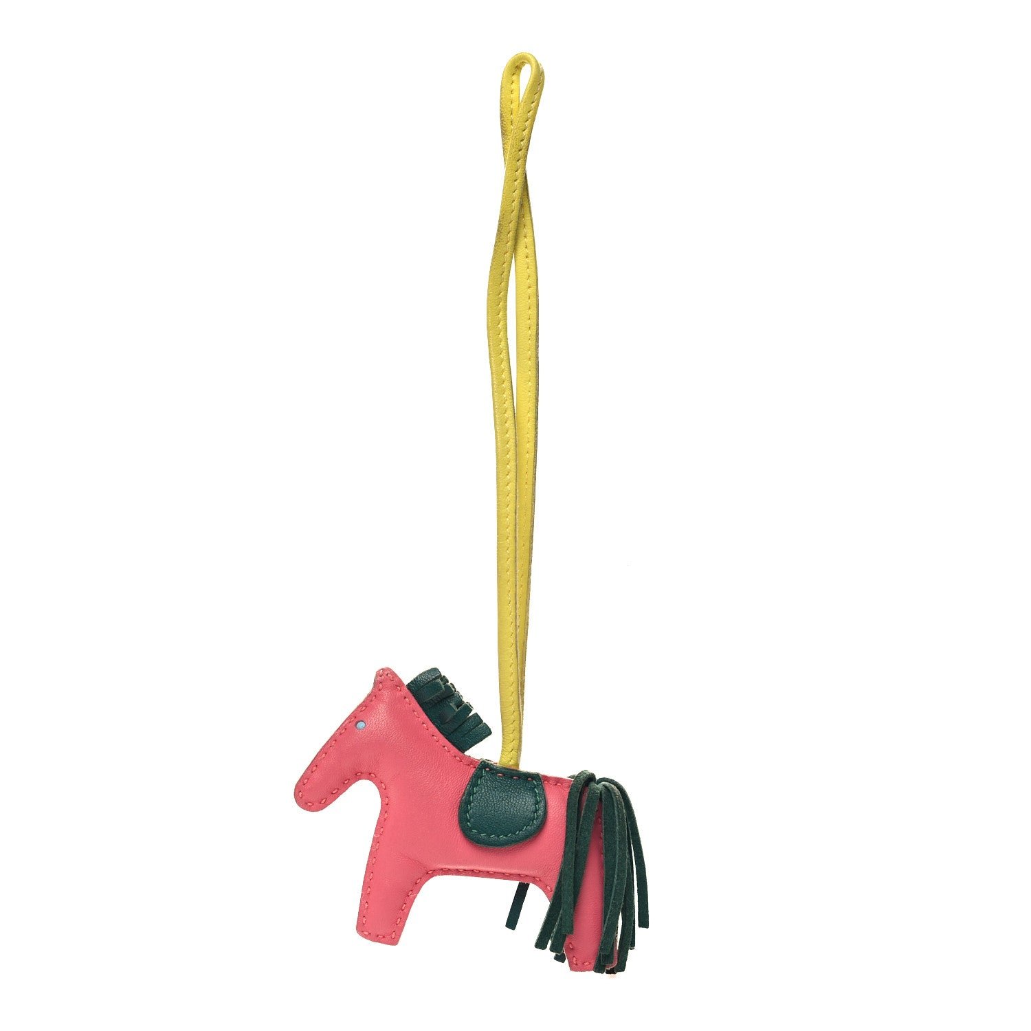 Hermes Milo Lambskin Grigri Rodeo Horse Bag Charm PM Rose Azalee Malachite Lime