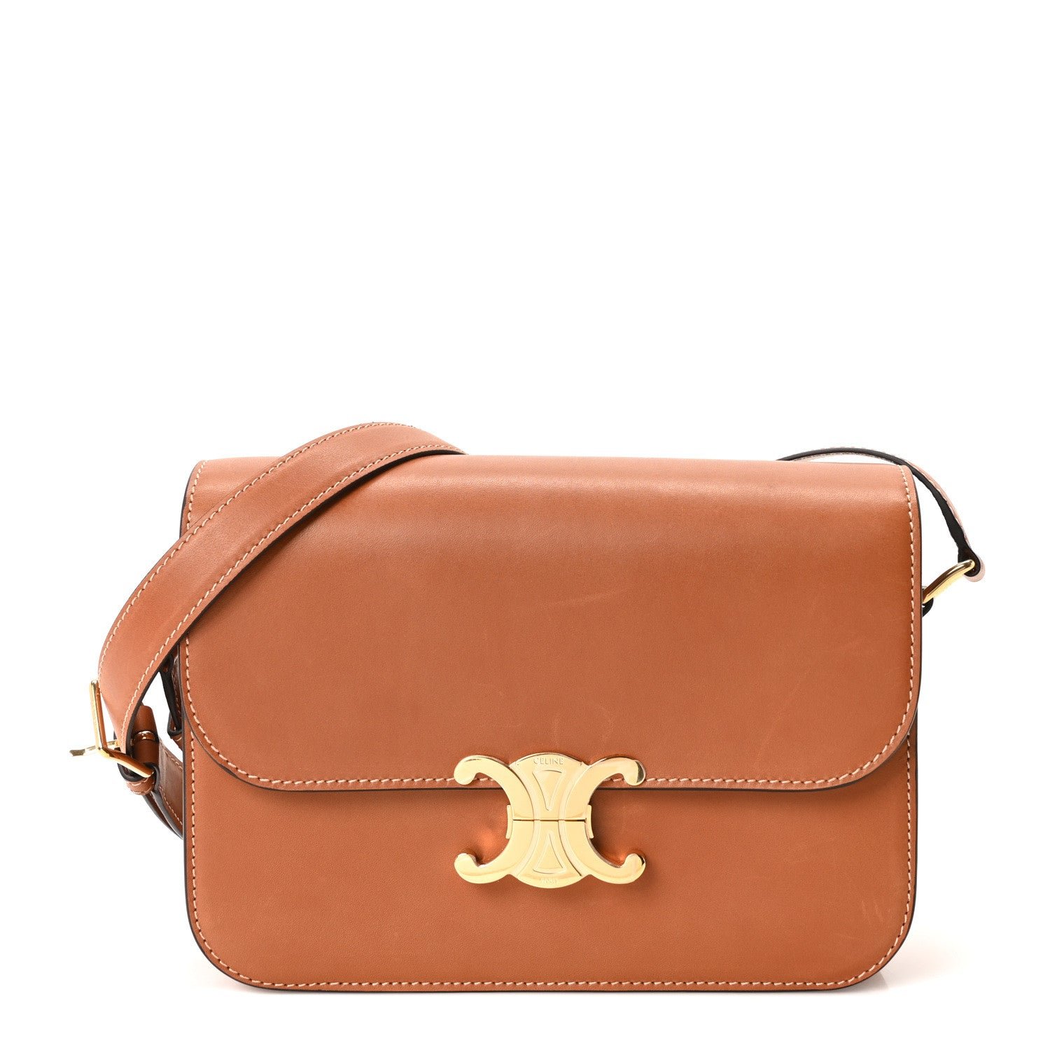 Celine Natural Calfskin Medium Triomphe Tan