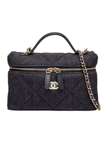 Denim Slim Top Handle Vanity Case w/ Chain w/Tags
