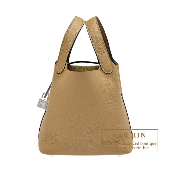 Hermes Picotin Lock bag 18/PM Dune Clemence leather Silver hardware