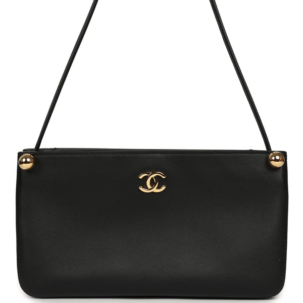 Chanel "Chic Studs" Clutch Bag Black Lambskin Gold Hardware