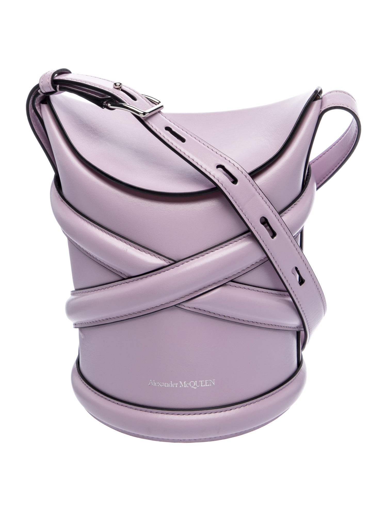 Leather Curve Leather Bucket Bag Small