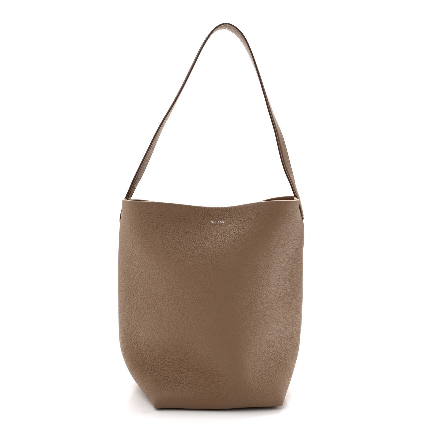 The Row Grained Calfskin Medium N/S Park Tote Dark Taupe