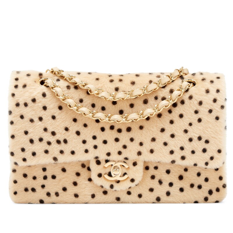 Light Beige and Black Cheetah Print Pony Hair Métiers d'art Medium Classic Single Flap Bag Gold Hardware, 2026