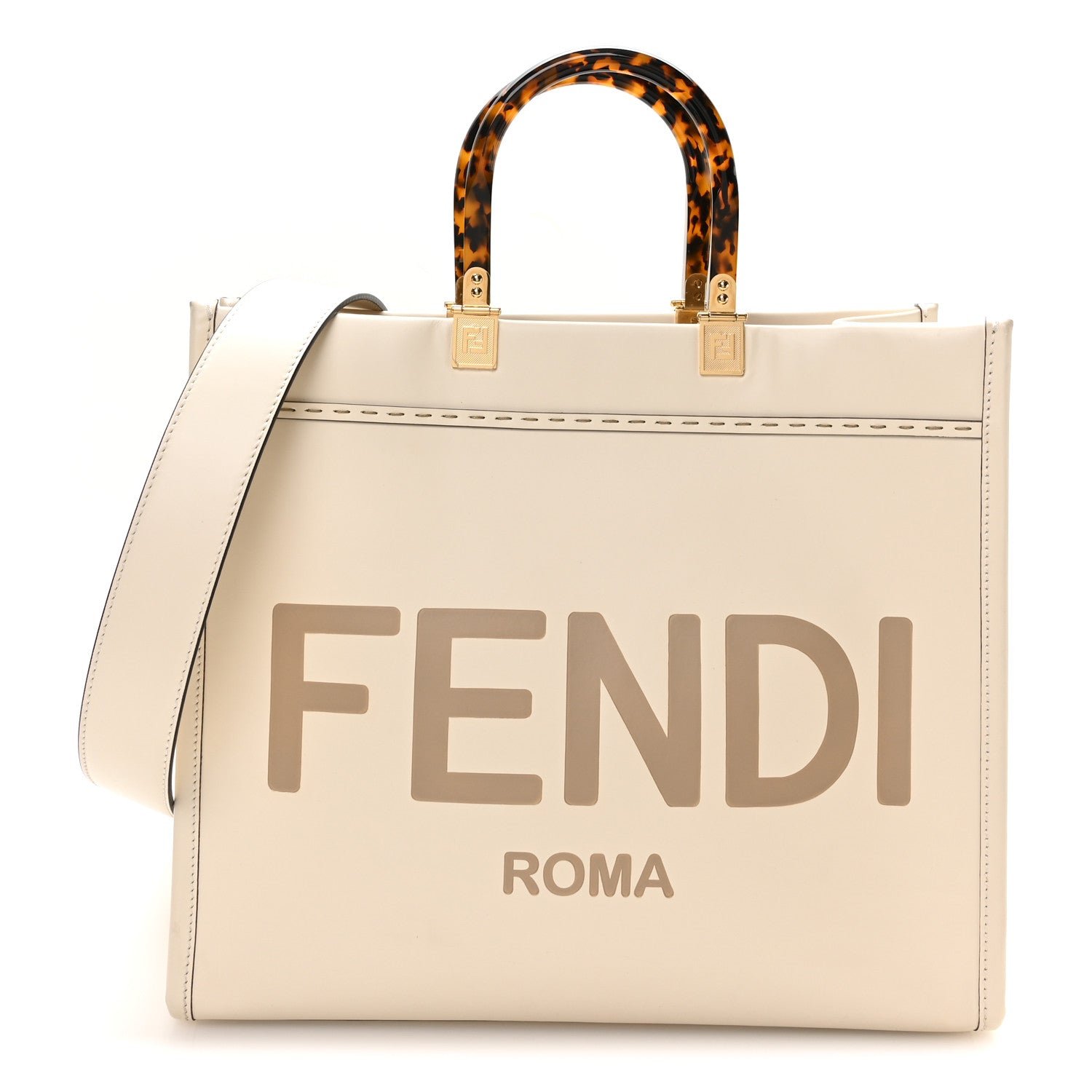 Fendi Vitello King Plexiglass Medium Fendi Sunshine Shopper Tote White Ice