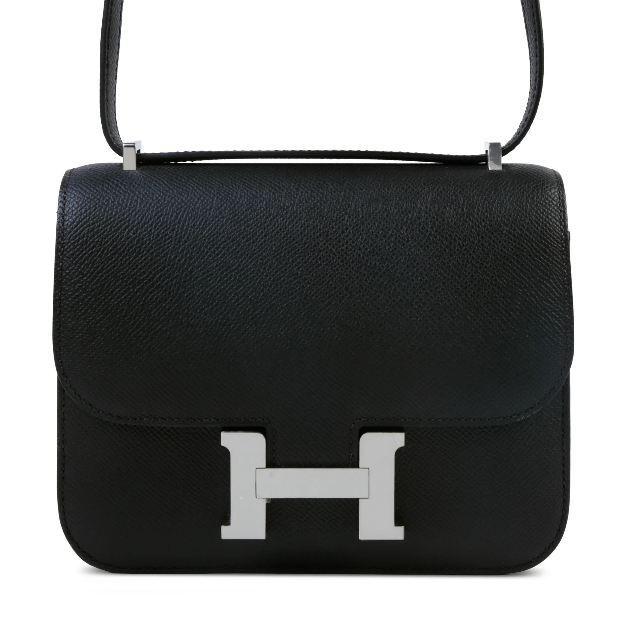 Excellent ( Rank SA ) HERMÈS Constance Mini Noir (89) Epsom Palladium hardware W (2024)