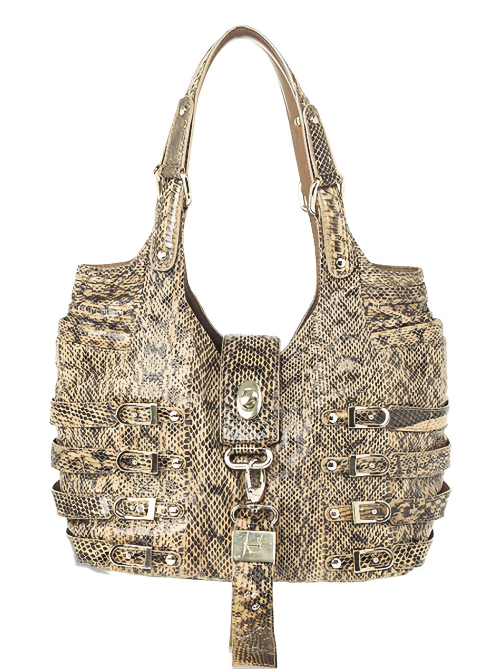 Bree snakeskin-buckle shoulder bag