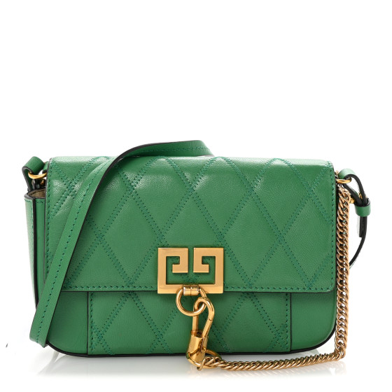 Givenchy Goatskin Quilted GV3 Mini Pocket Convertible Bag Green