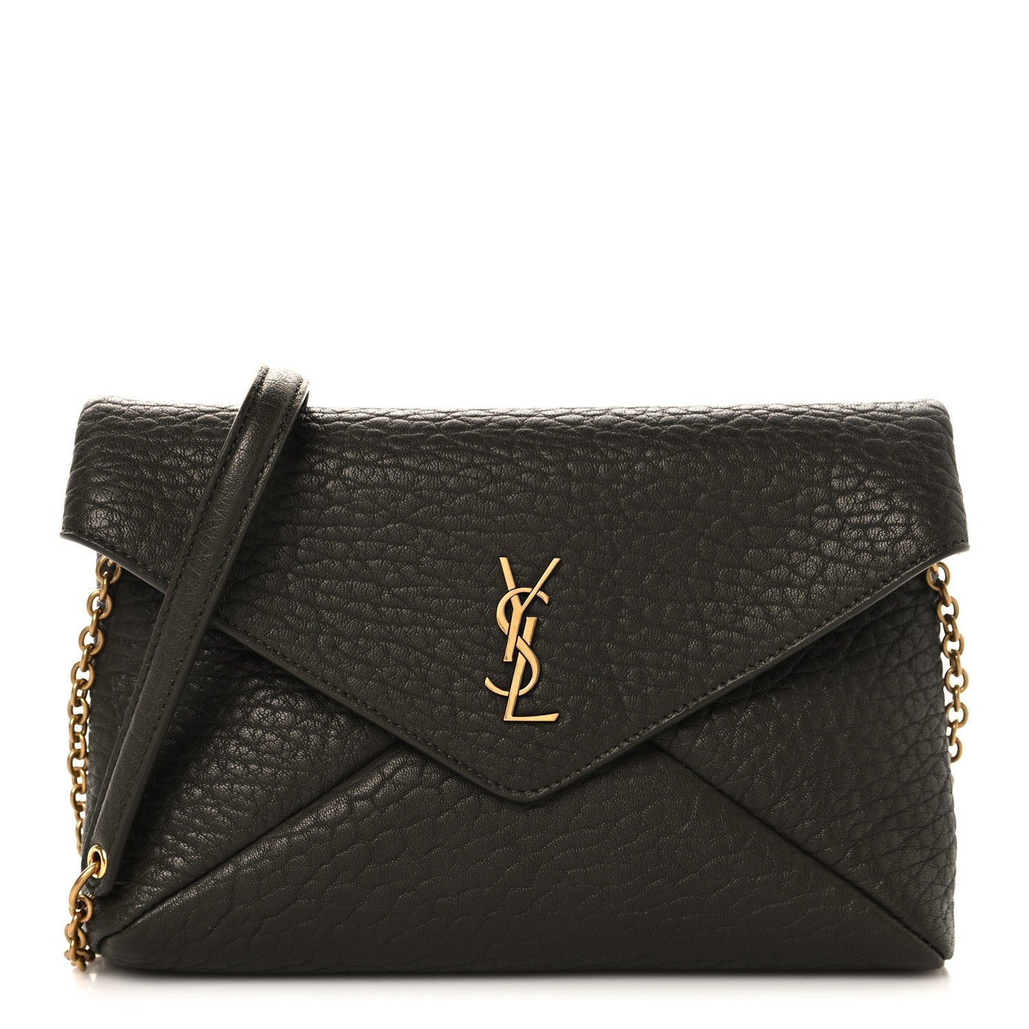 Saint Laurent Grained Lambskin Small Cassandre Chain Pouch Light Musk