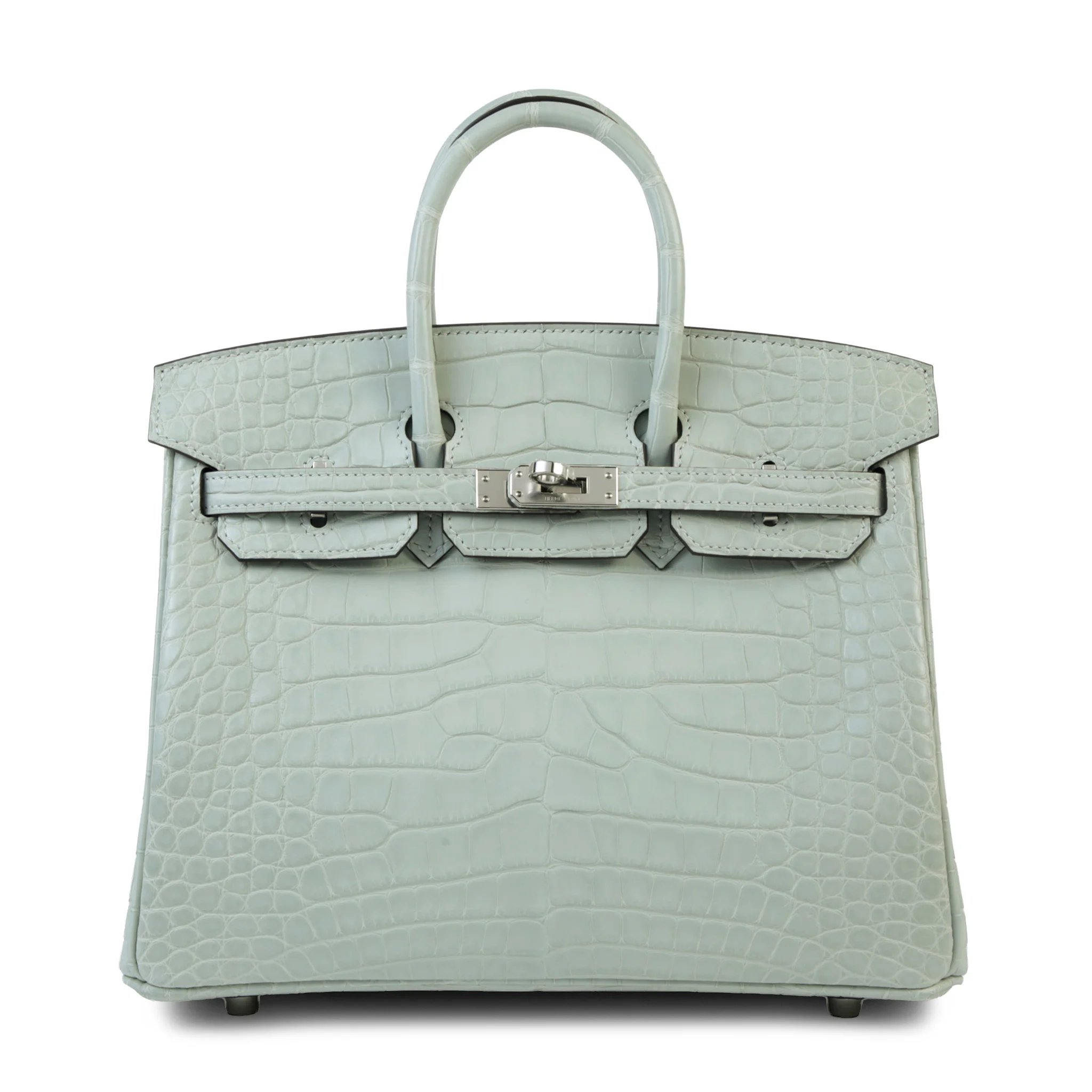 Brand New ( Rank N ) HERMÈS Birkin 25 Gris Neve (0W) Matte Alligator Palladium hardware K (2025)