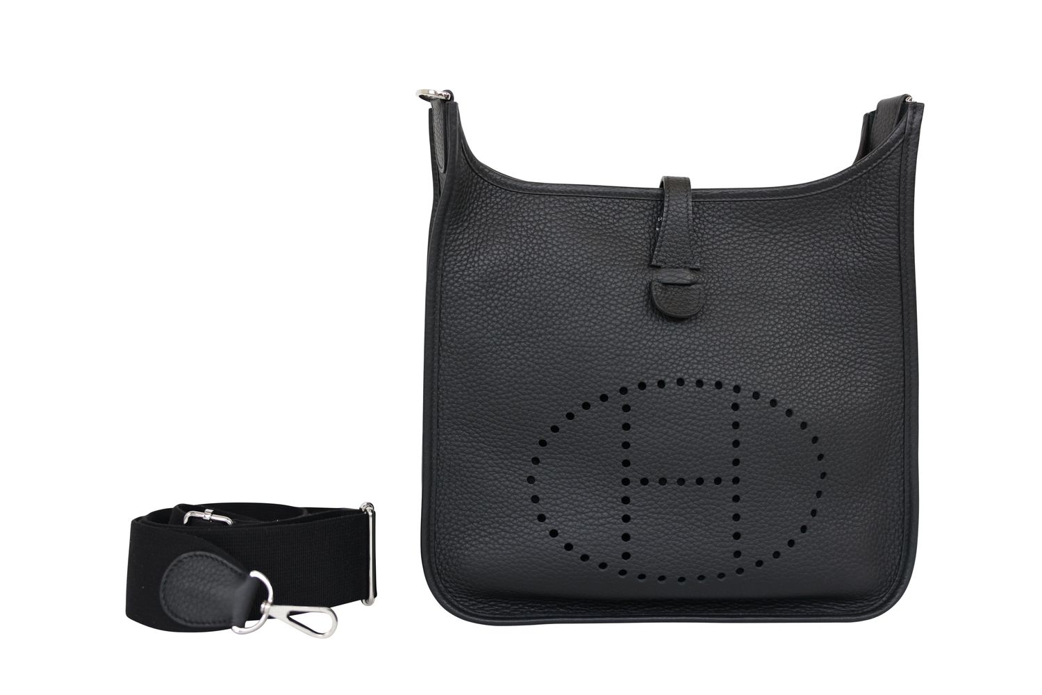 Hermes Hermes Evelyne III 29 Bag, Black Taurillon Clemence Leather and Palladium Hardware, W 2024 Stamp, Preowned in Dustbag WA001