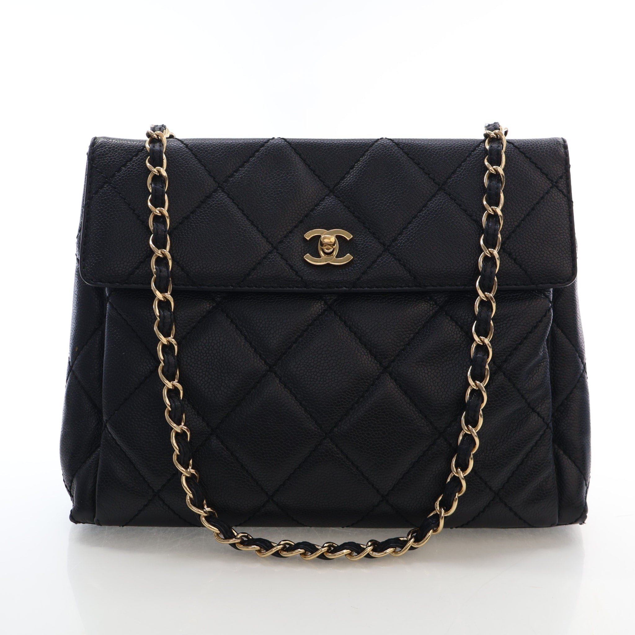 Chanel Vintage Caviar Classic Flap Shopper Tote Bag