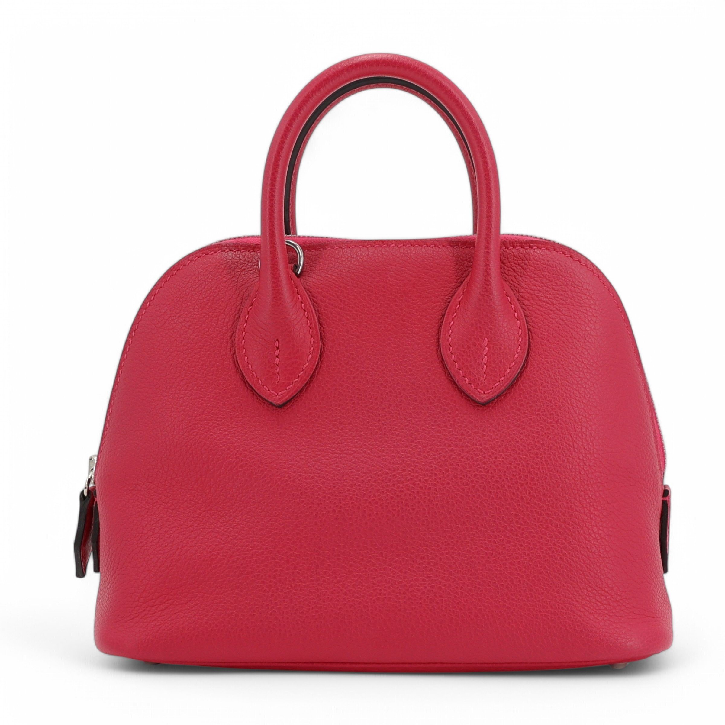 Hermes Very Good ( Rank A) HERMÈS Mini Bolide 1923 Framboise (90) Prune (58) Evercolor Palladium hardware Z (2021)