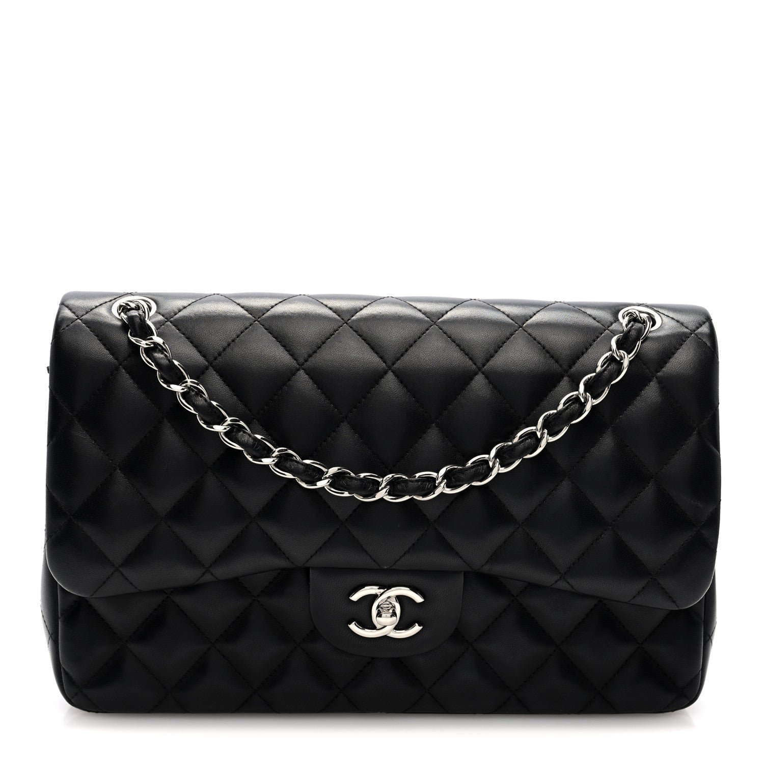 Chanel Lambskin Quilted Jumbo Double Flap Black