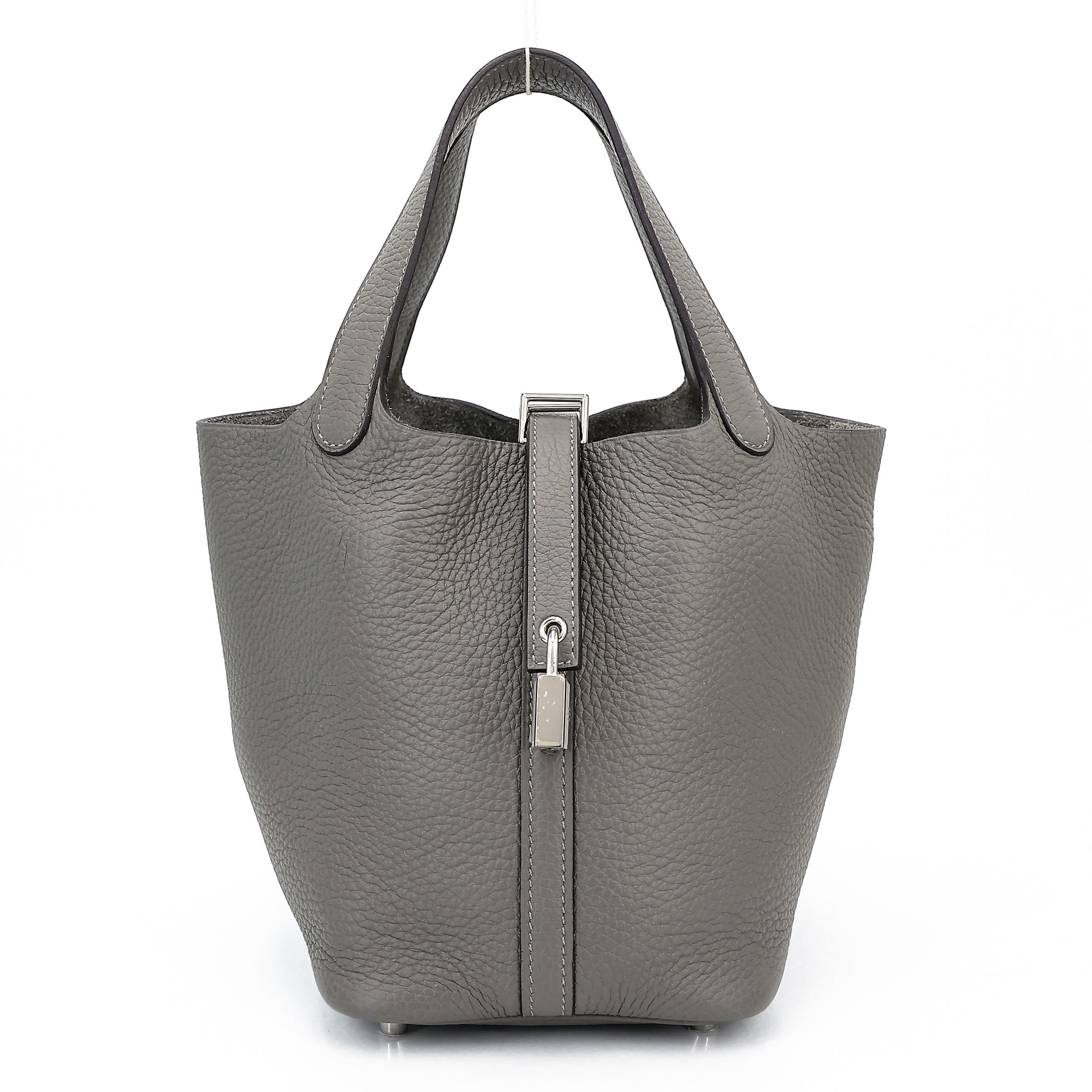 Hermes Unused ( Rank NS ) HERMÈS Picotin Lock PM Gris Meyer (0L) Clemence Palladium hardware U (2022)