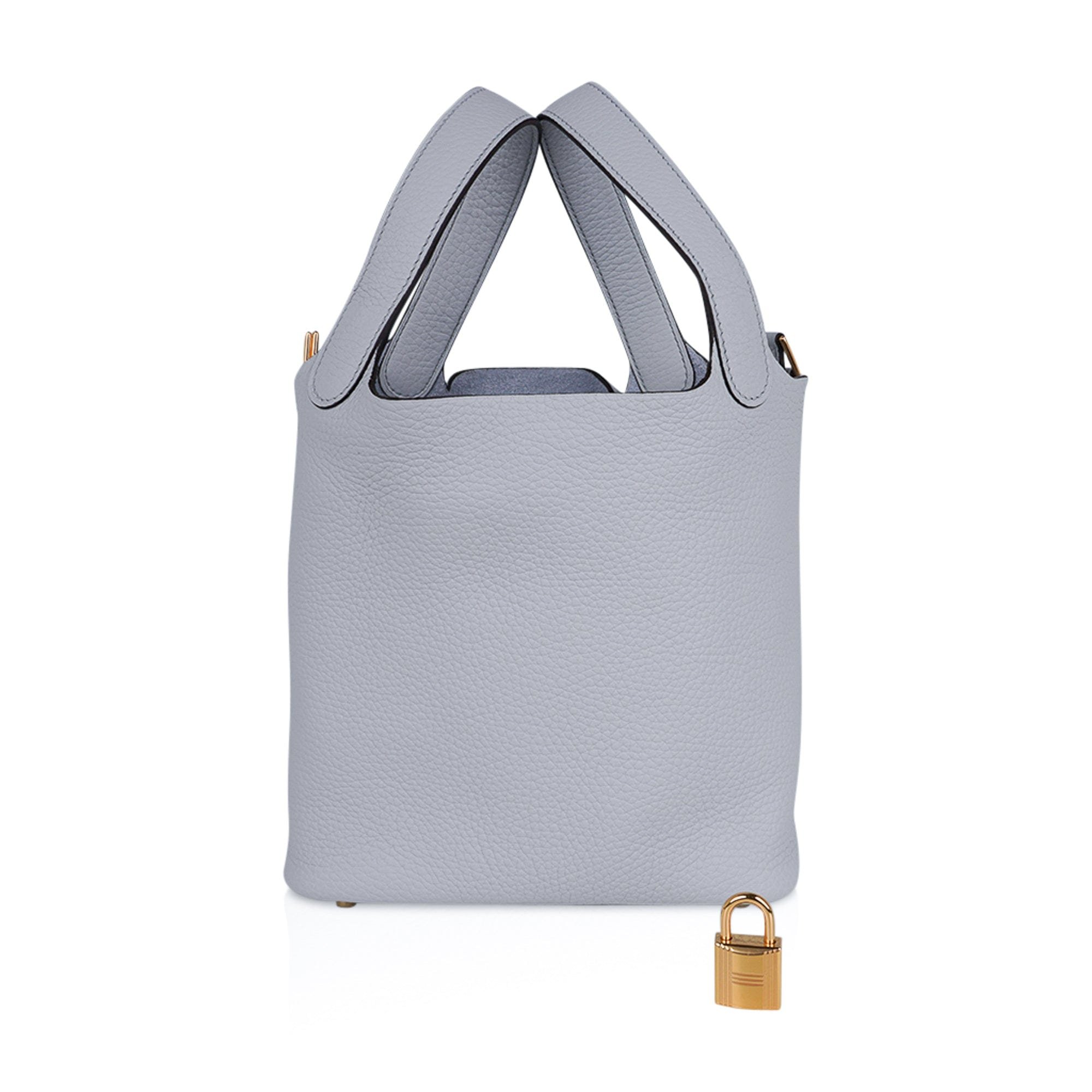 Hermes Hermes Picotin Lock 18 Bag Blue Pale Tote Gold Hardware