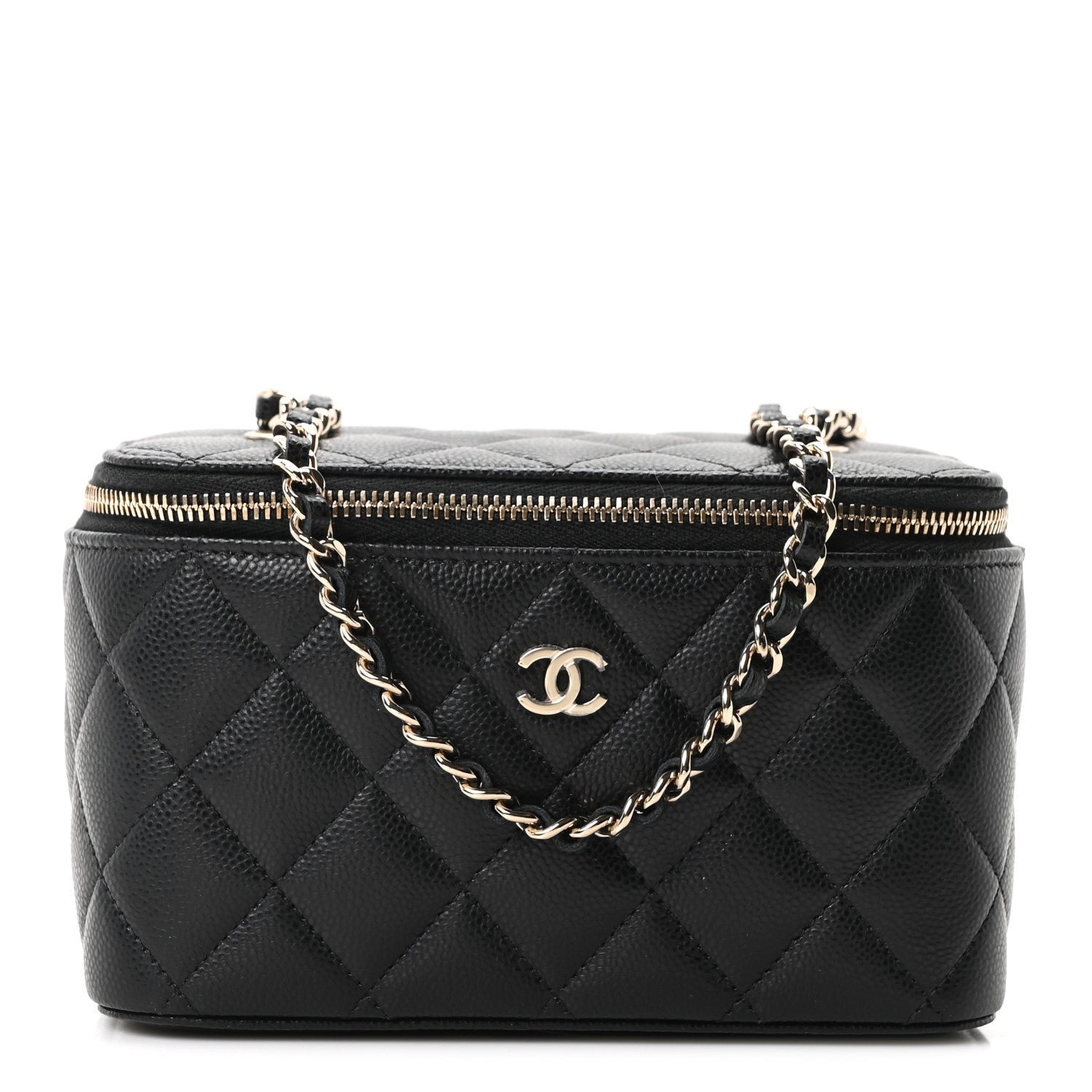Chanel Caviar Quilted Small Vanity Case With Chain Black
