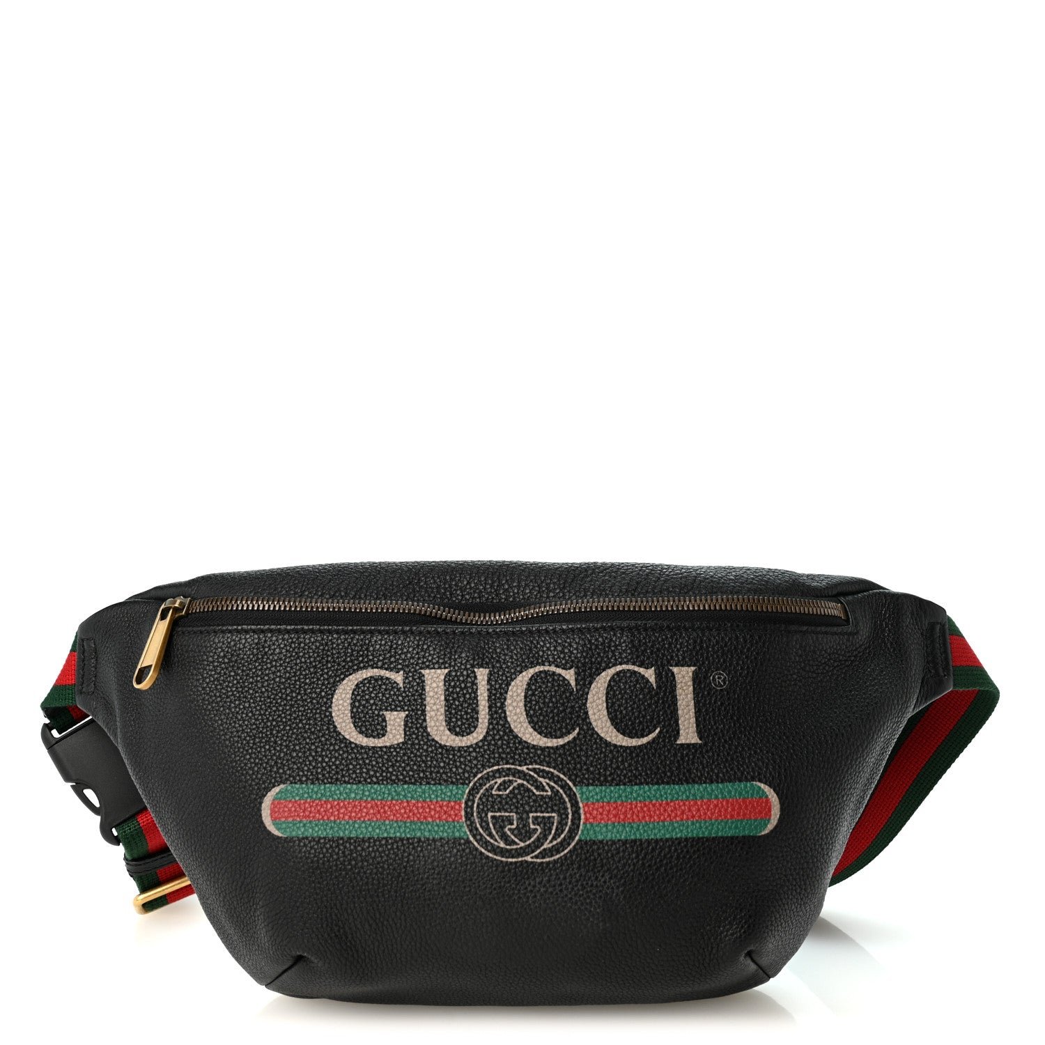 Gucci Grained Calfskin Logo Belt Bag Black