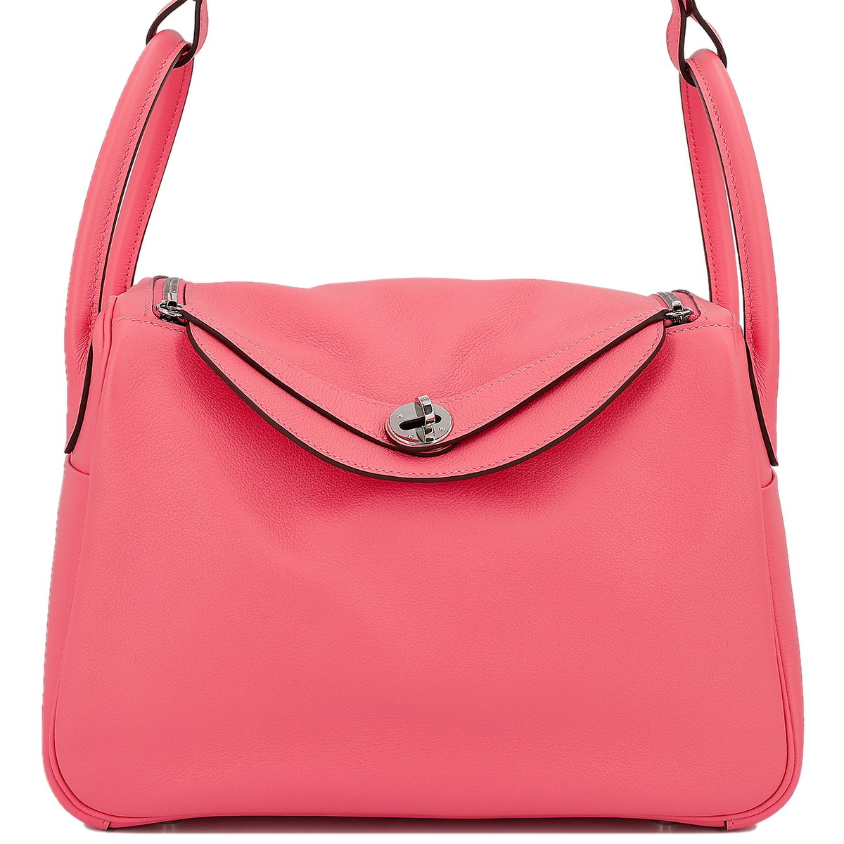 HERMÈS Lindy 30 shoulder bag in Rose Azalee Evercolor leather with Palladium hardware