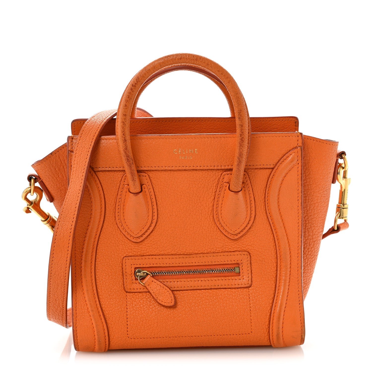 Celine Goatskin Nano Luggage Orange