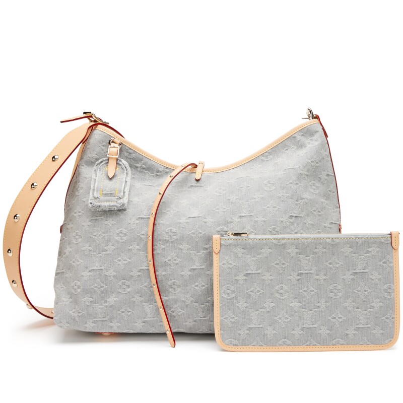 Washed Gray Monogram Denim Carryall MM Bag Gold Hardware, 2025