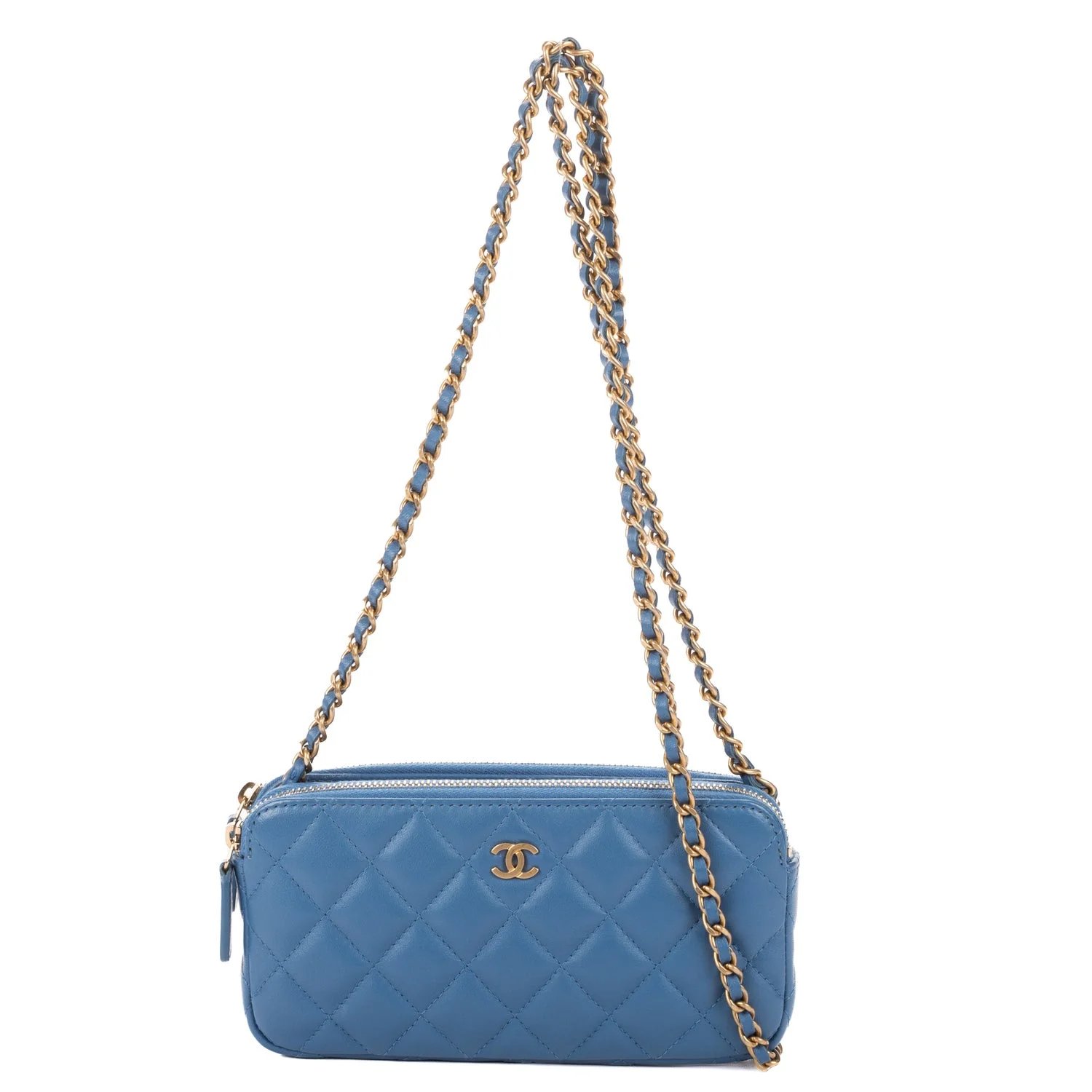 Leather Double Zipped Wallet On Chain