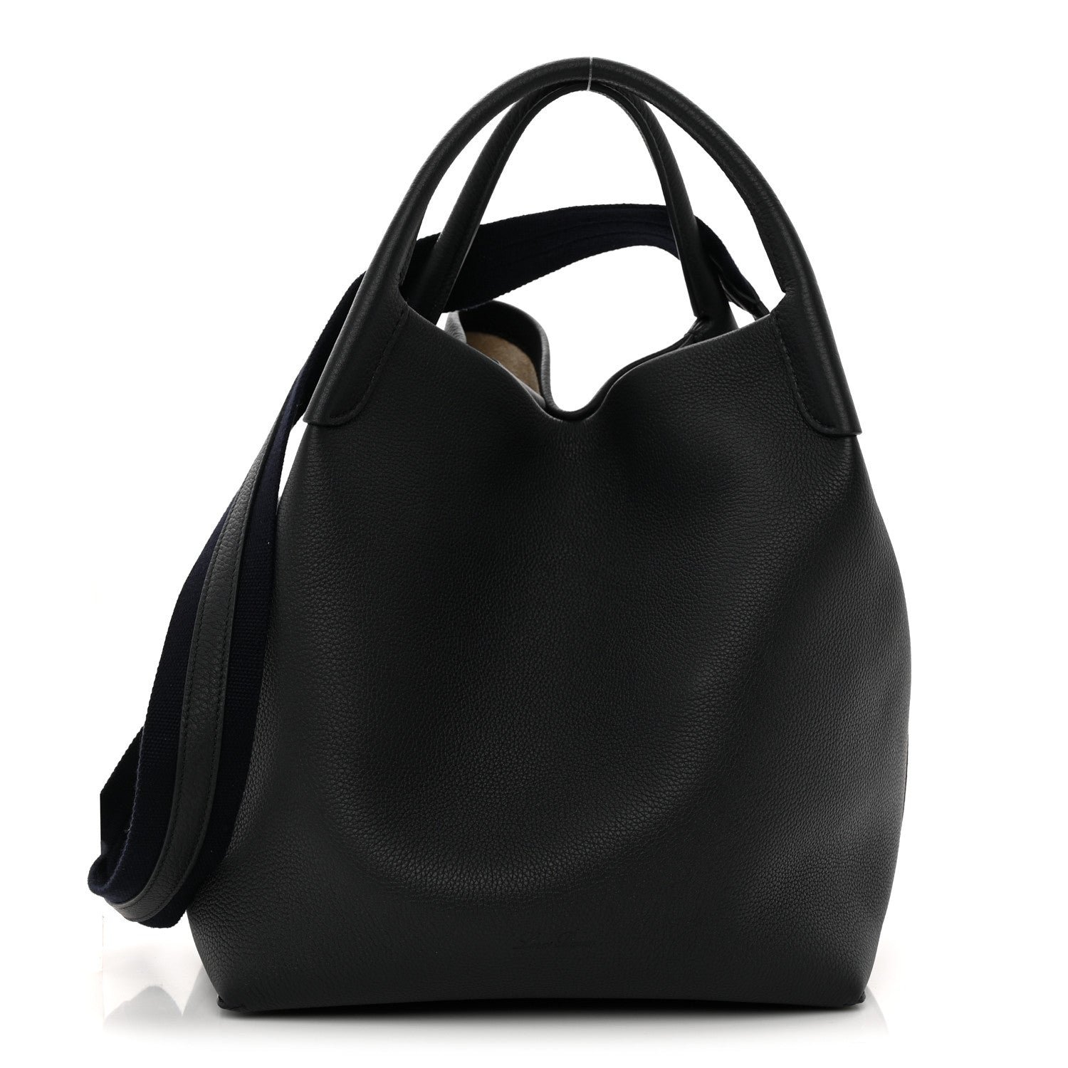 Loro Piana Grained Calfskin Large Bale Bag Navy Blue