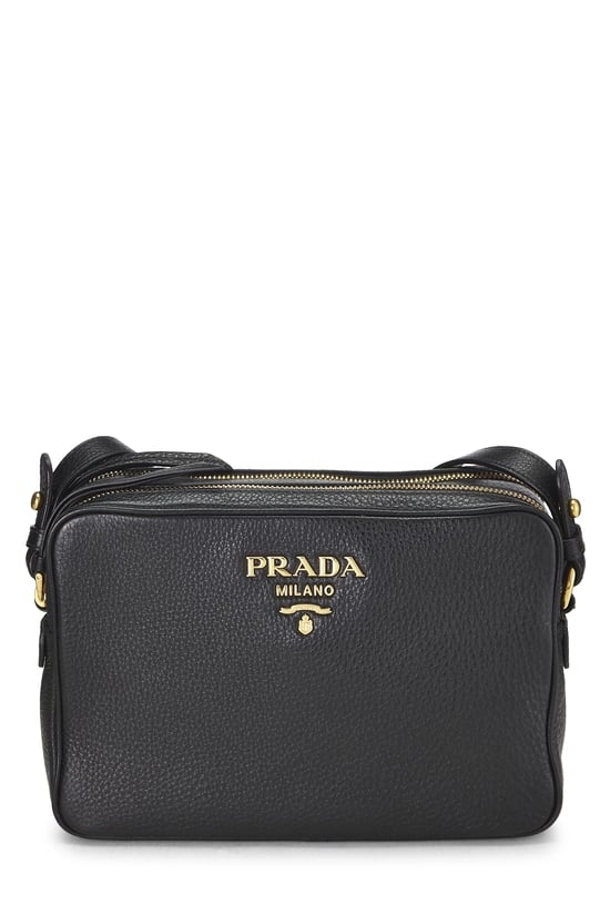 Black Vitello Daino Double Zip Camera Bag