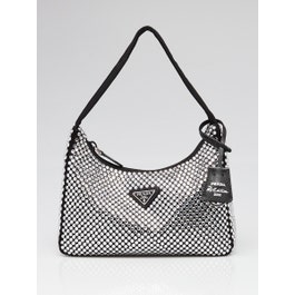Prada Prada Black Satin Crystal Re-Edition 2000 Mini Bag 1NE515