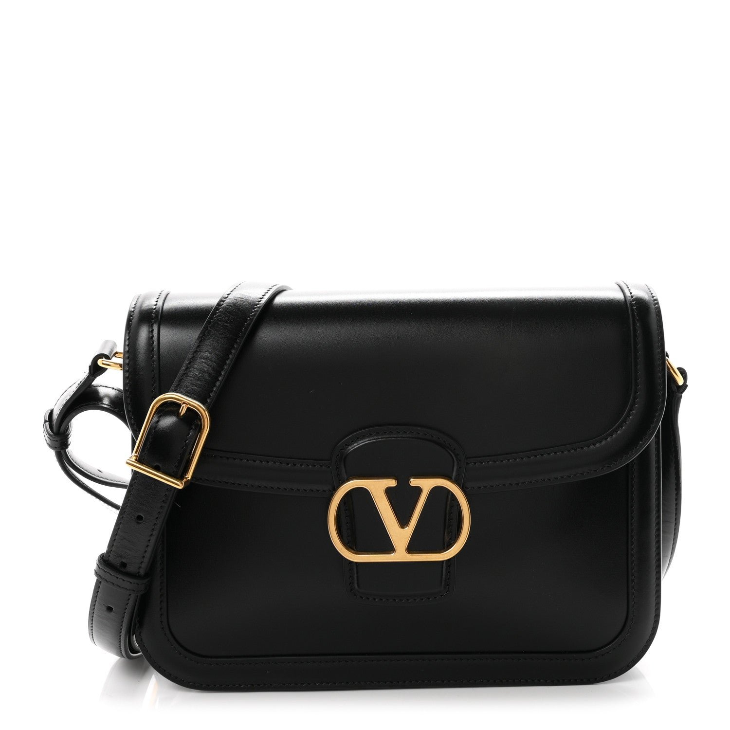 Valentino Garavani Smooth Calfskin 9to5 Shoulder Bag Black