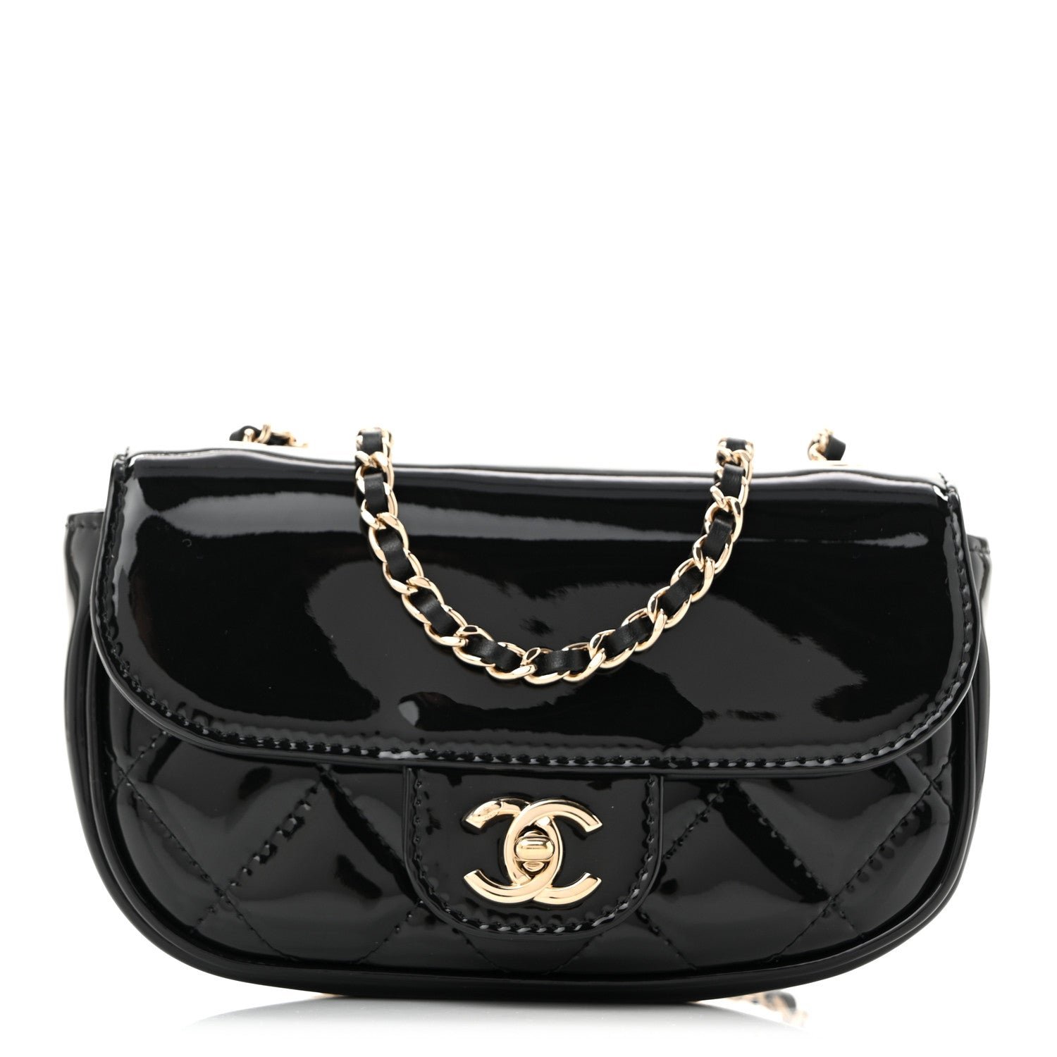 Chanel Patent Calfskin Quilted Mini Clutch Black