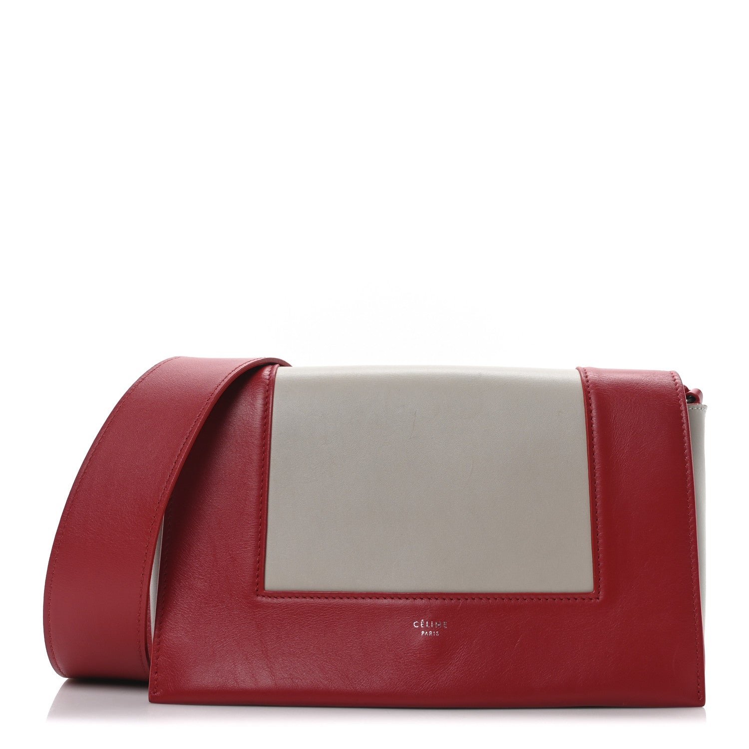 Celine Shiny Smooth Calfskin Medium Frame Shoulder Bag Poppy Red Clay