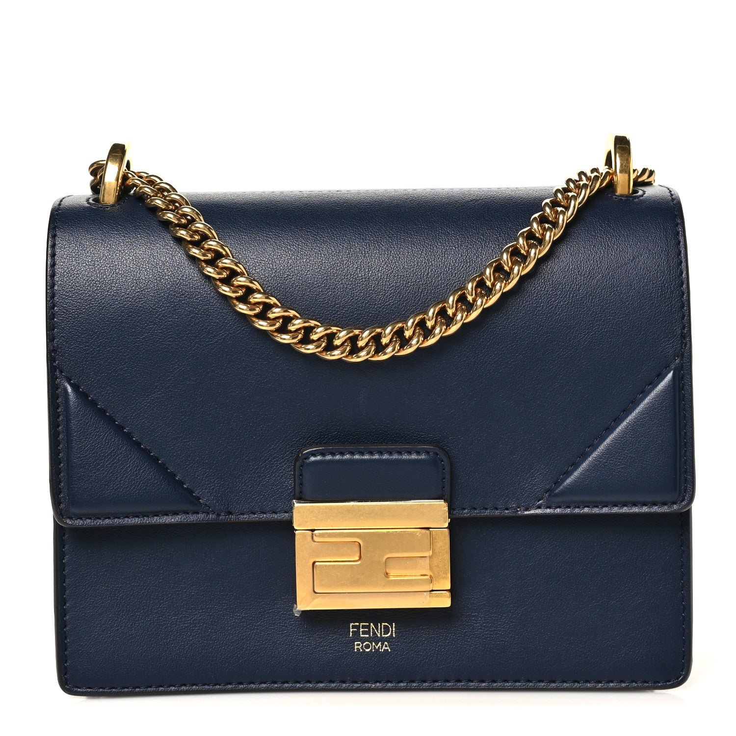 Fendi Vitello Grace Matte Small Kan U Shoulder Bag Midnight