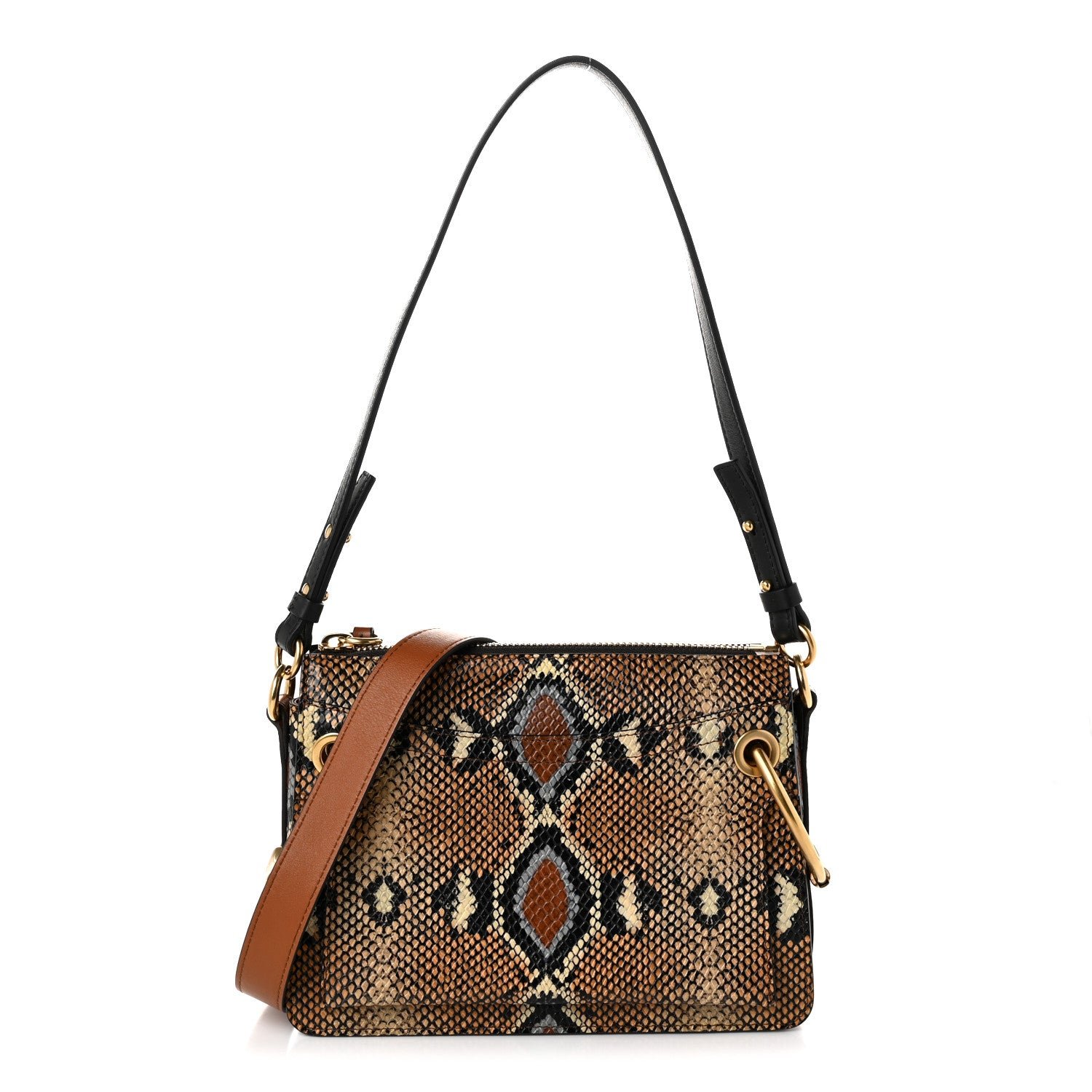 Chloe Chloe Calfskin Snakeskin Embossed Small Roy Bag Multicolor