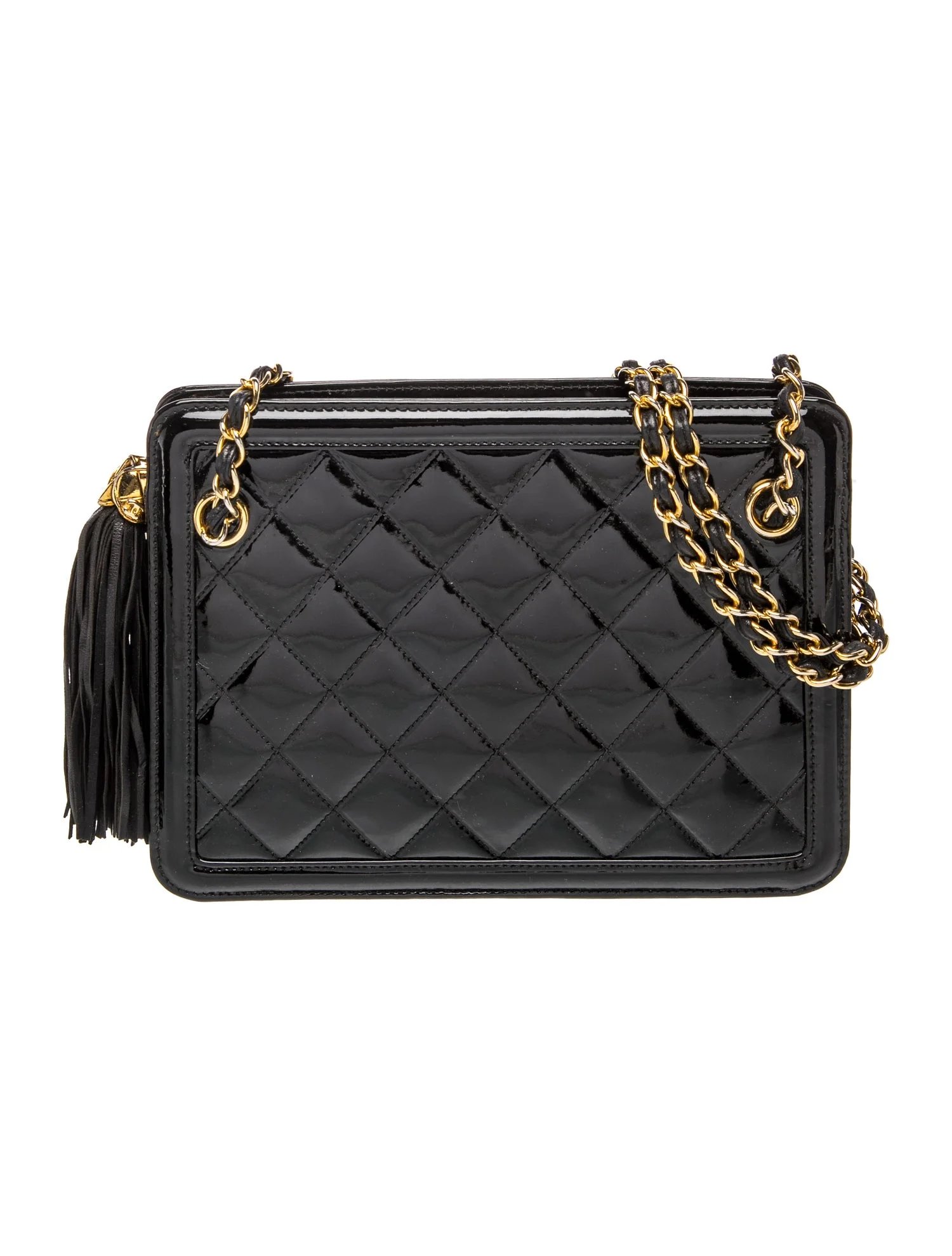 Quilted Tassel Patent Shoulder Bag