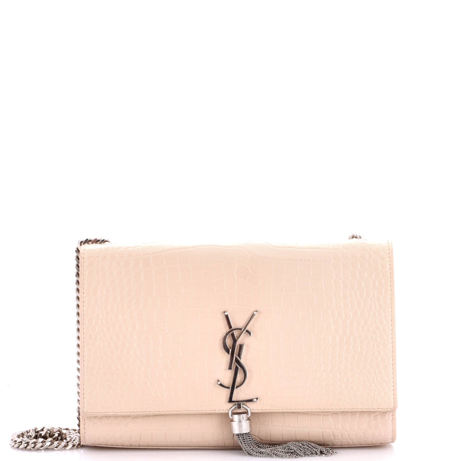 Classic Monogram Tassel Crossbody Bag Crocodile Embossed Leather Medium