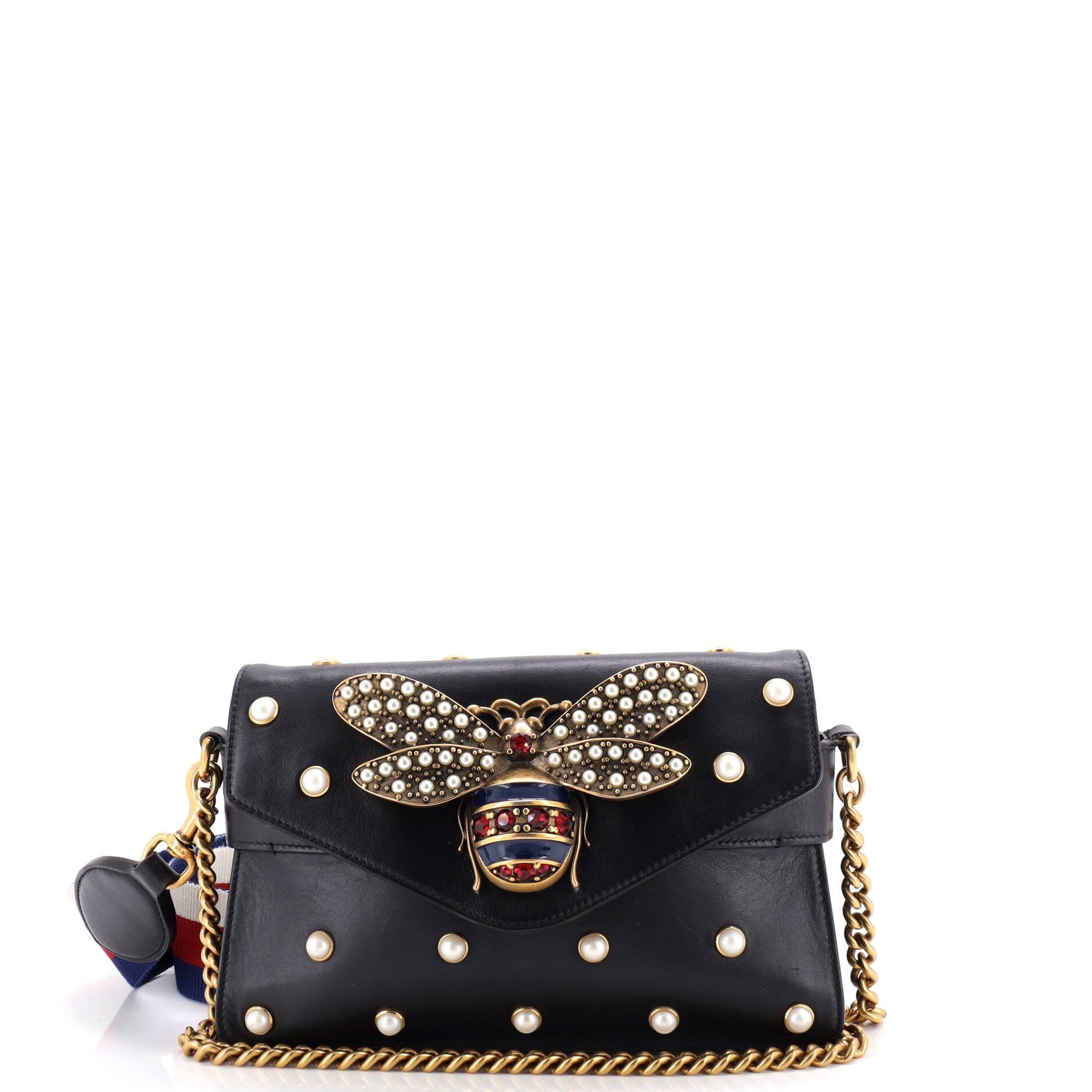 Broadway Pearly Bee Shoulder Bag Embellished Leather Mini