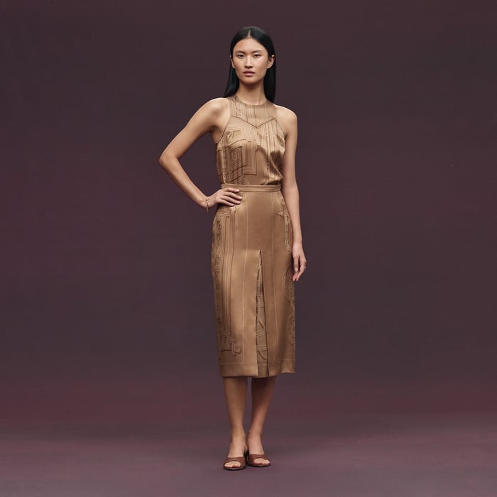 Beige Zénith "l'Enseigne Du Sellier" Long Skirt