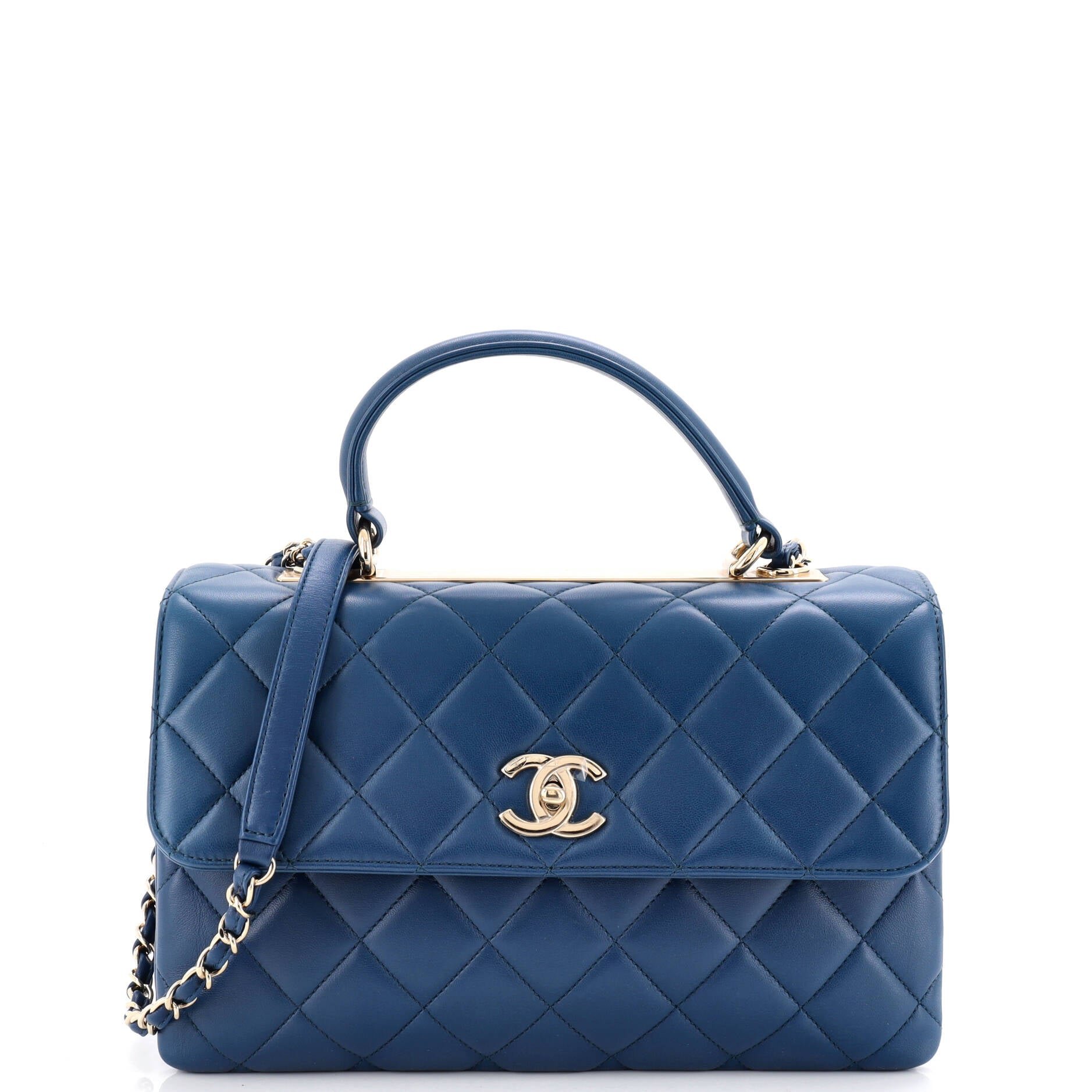 Trendy CC Top Handle Bag Quilted Lambskin Medium