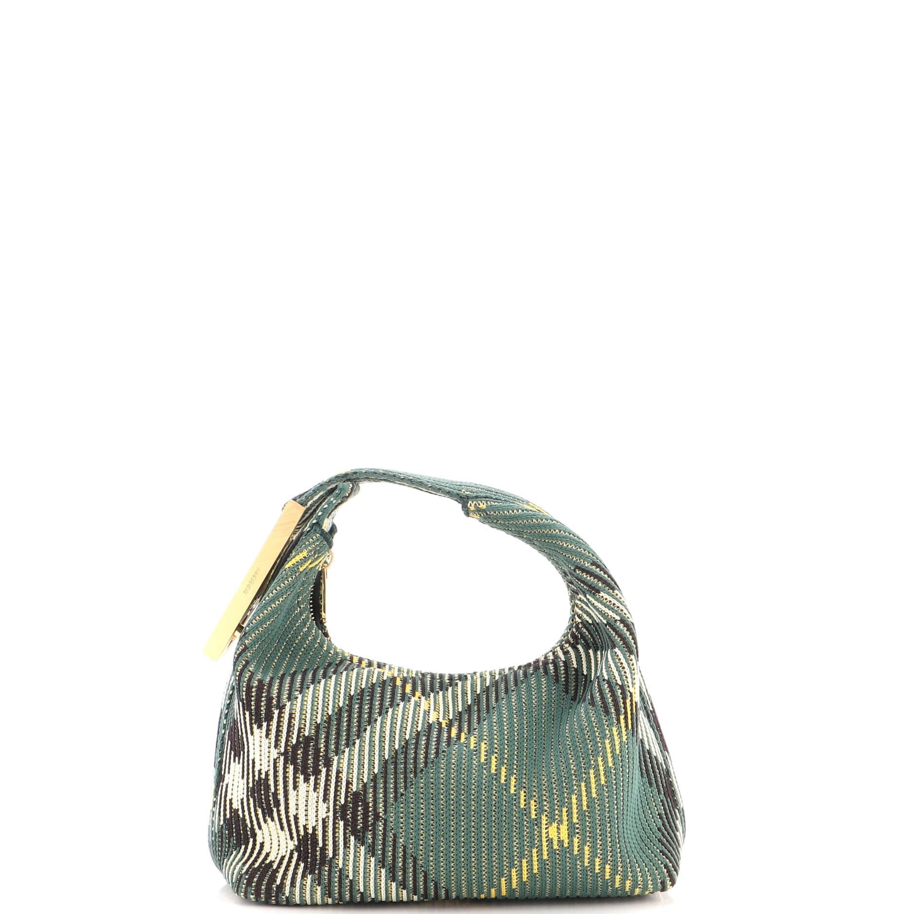 Peg Handle Bag Knit Check Fabric Mini