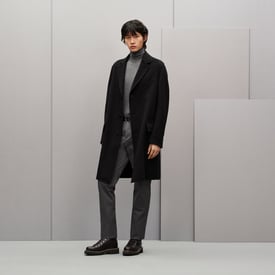 Emile cashmere coat with leather details