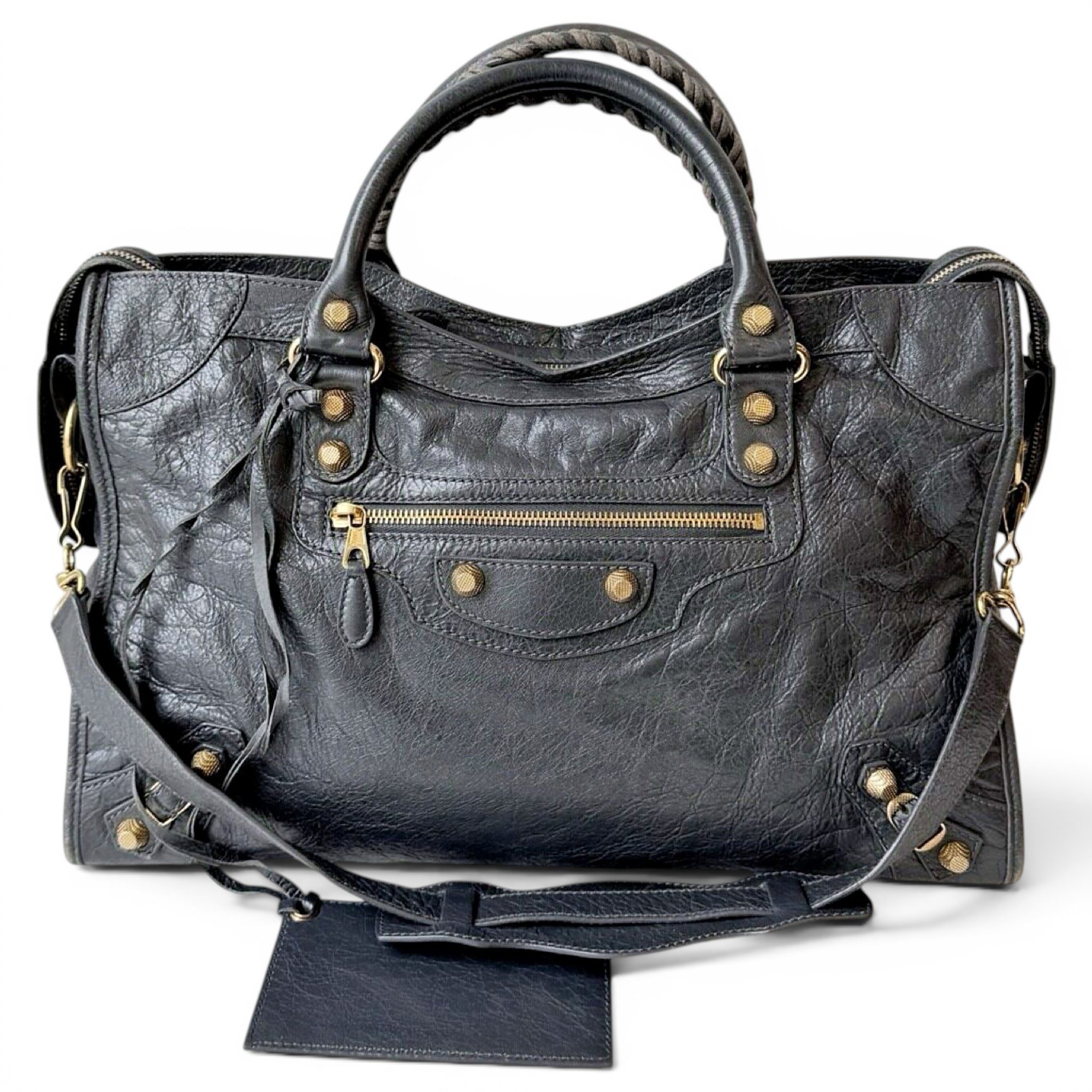 City leather satchel
