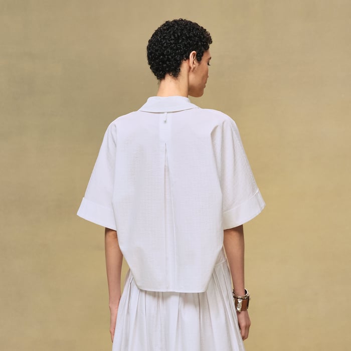 Blanc Cropped Polo Blouse