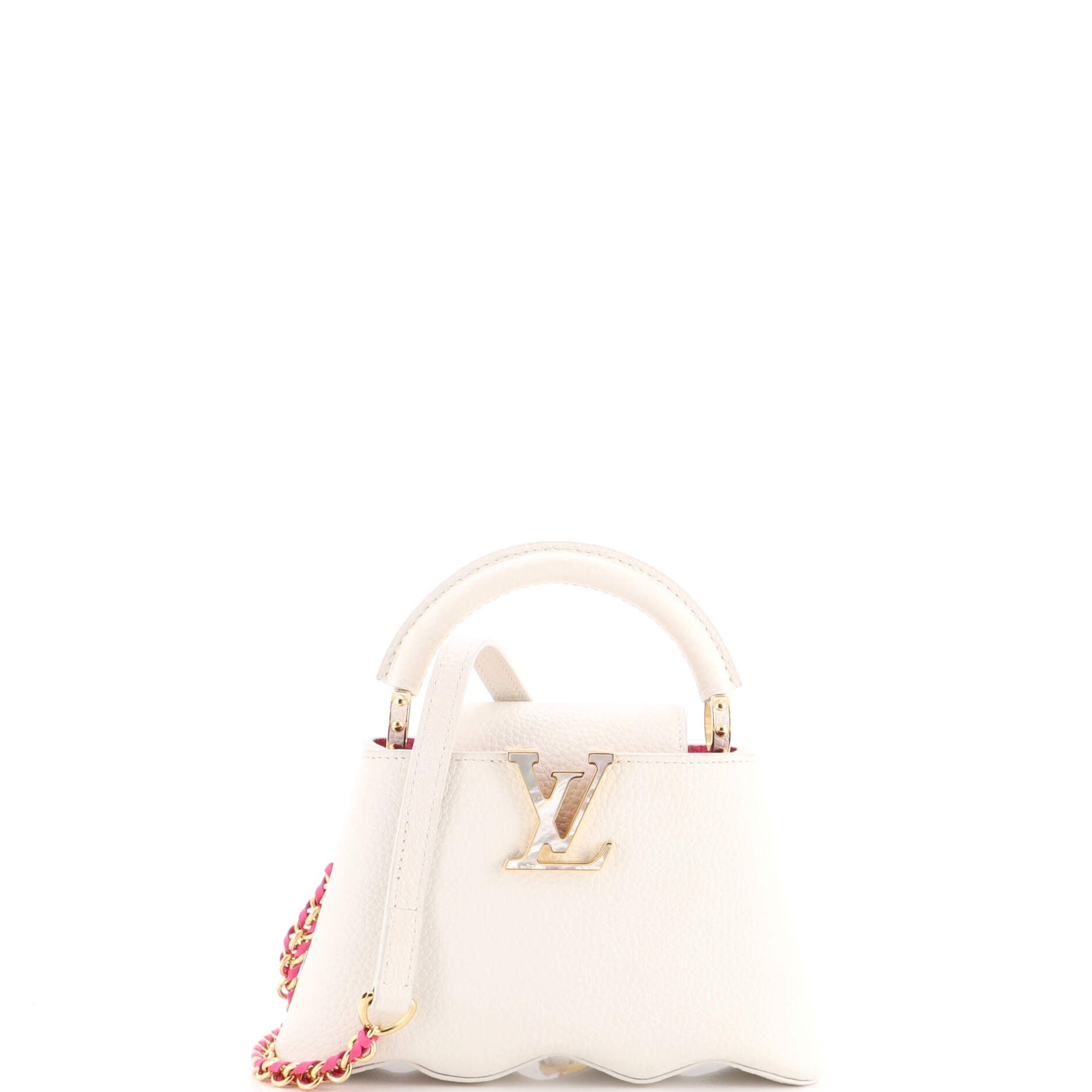 Capucines Capushell Bag Leather with Mother of Pearl Mini